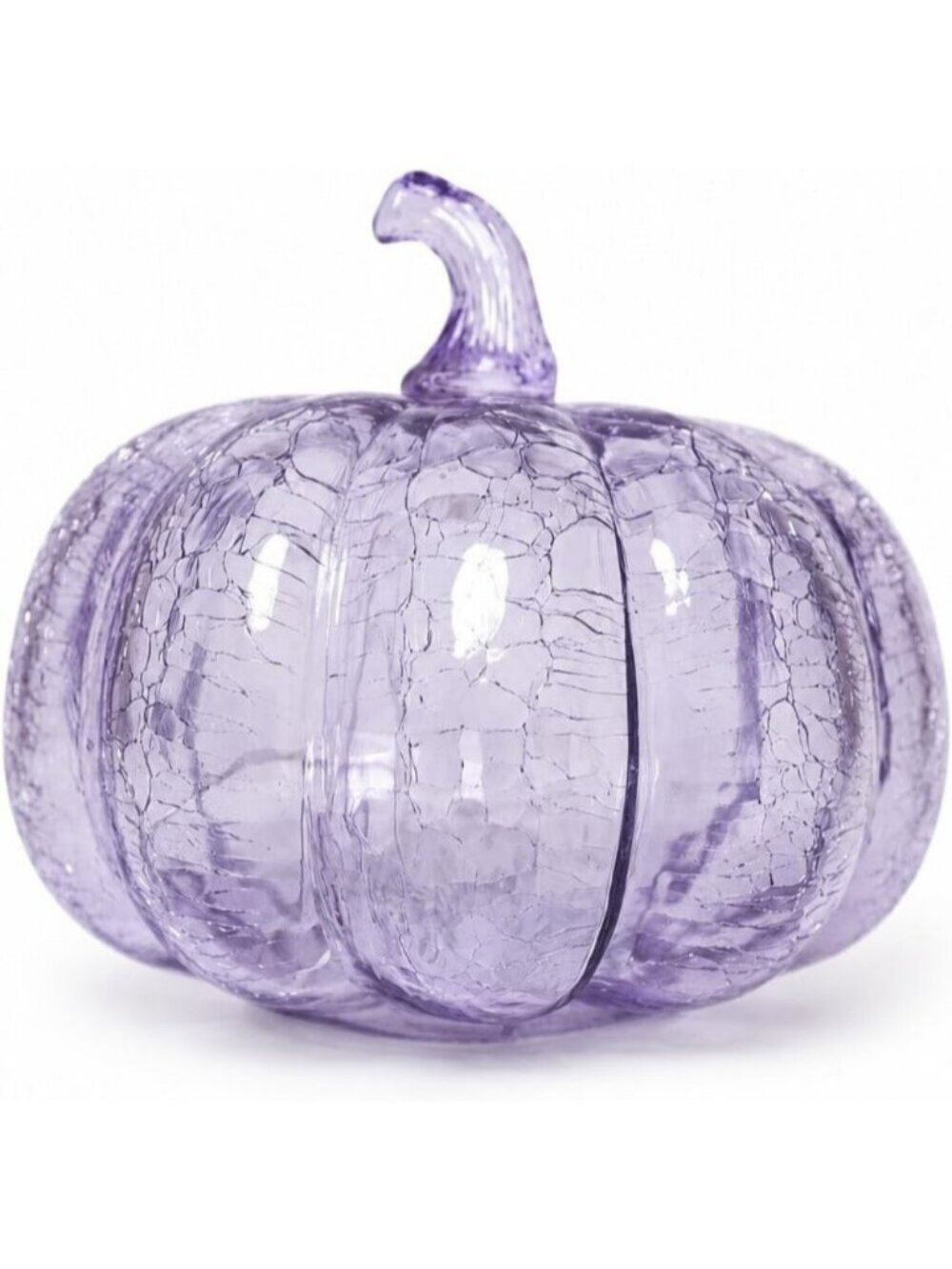 5.5"(14cm) Mercury Glass Light up Pumpkin w/ Timer Purple Battery Operated Decor